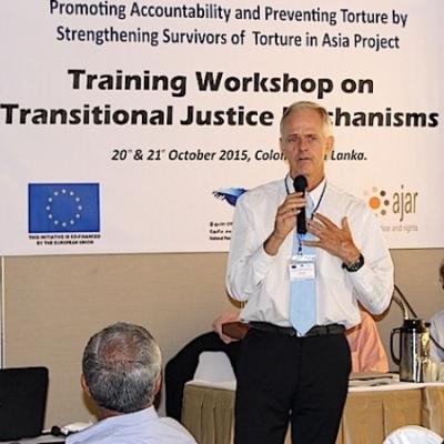 Tj Expert And Trainer Patrick Burgess Addresses A Workshop On Transitional Justice